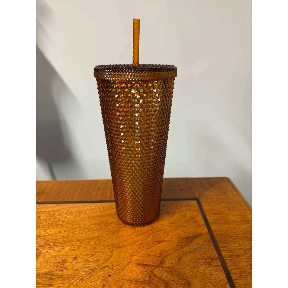 Starbucks Unisex 24oz Amber Orange Studded Venti Tumbler Cold Cup Honeycomb